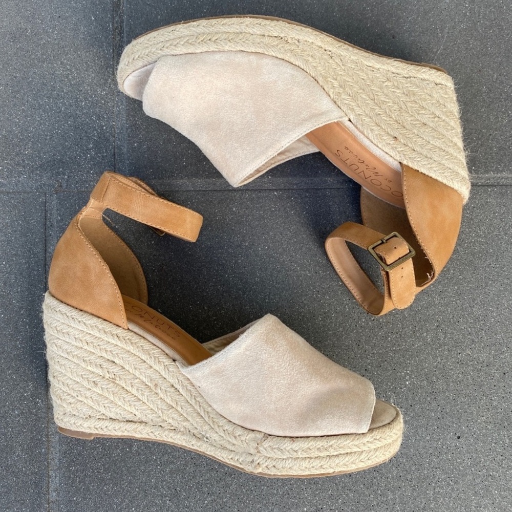 MATISSE espadrille wedges sandals chunky heels platform women’s tan 10 beige tan - Picture 5 of 9